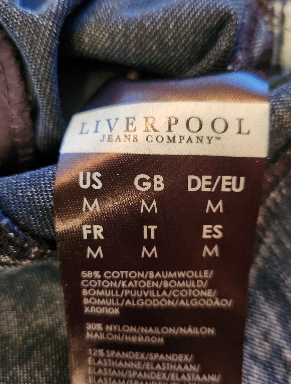 Liverpool Moto Denim Look Stretchy Jacket Size Medium - Picture 6 of 10
